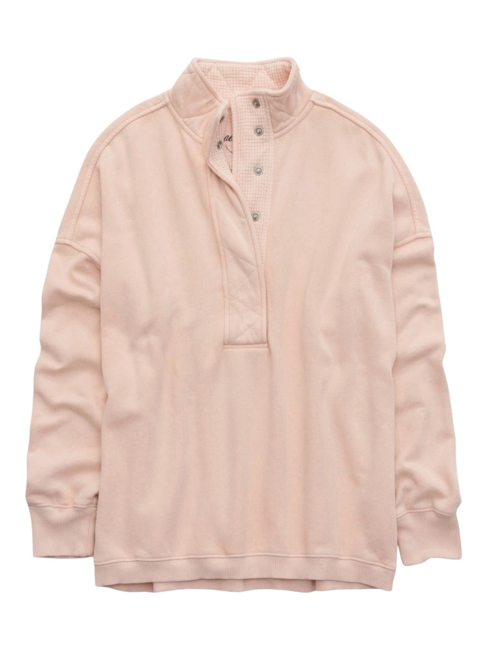 NWT Aerie Getaway Quarter Snap Sweatshirt 2XL Oversized Pullover Peachy Pink